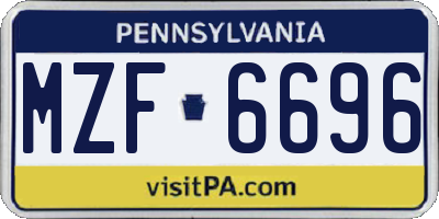 PA license plate MZF6696