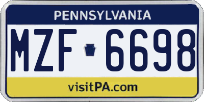 PA license plate MZF6698