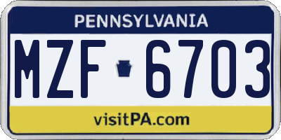 PA license plate MZF6703