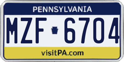 PA license plate MZF6704