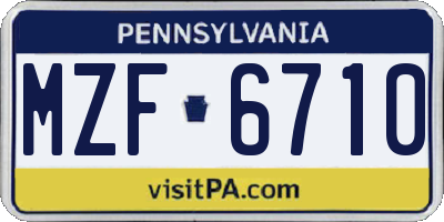 PA license plate MZF6710