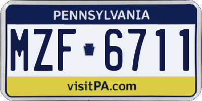 PA license plate MZF6711