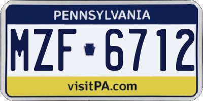 PA license plate MZF6712