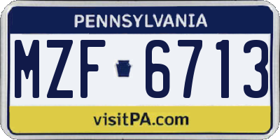 PA license plate MZF6713