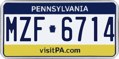 PA license plate MZF6714