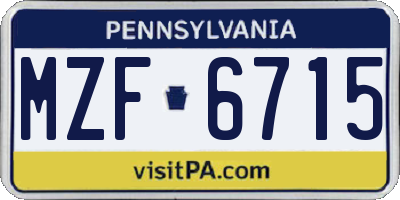 PA license plate MZF6715