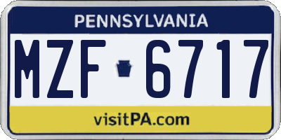 PA license plate MZF6717