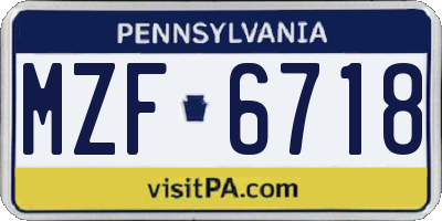 PA license plate MZF6718