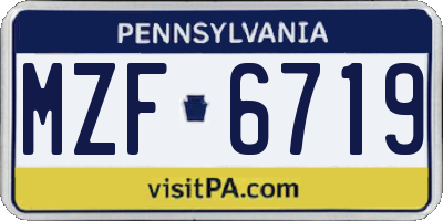 PA license plate MZF6719