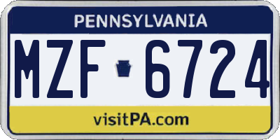 PA license plate MZF6724