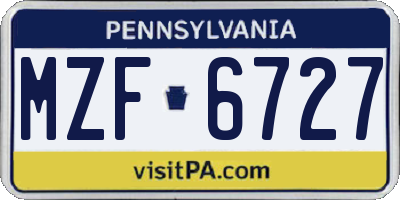 PA license plate MZF6727