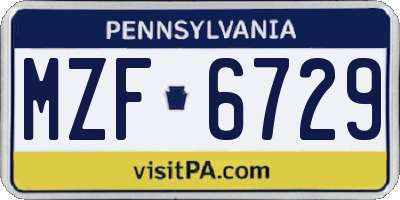 PA license plate MZF6729