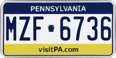 PA license plate MZF6736