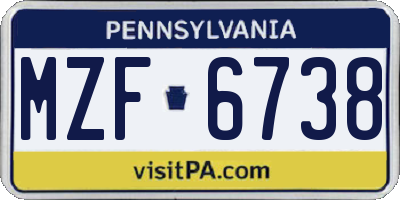 PA license plate MZF6738