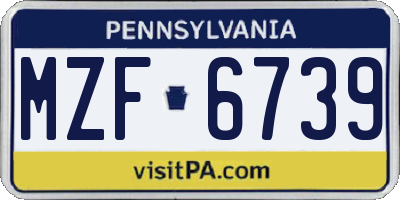 PA license plate MZF6739