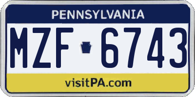 PA license plate MZF6743