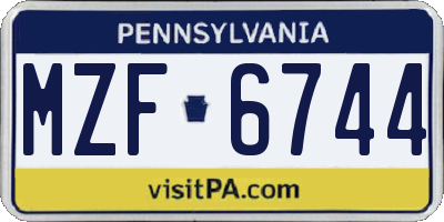 PA license plate MZF6744