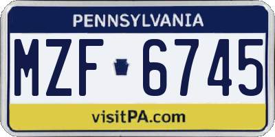 PA license plate MZF6745