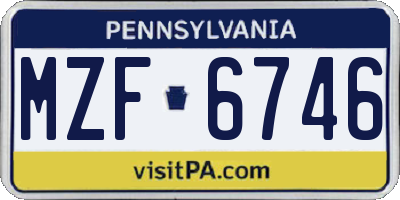 PA license plate MZF6746