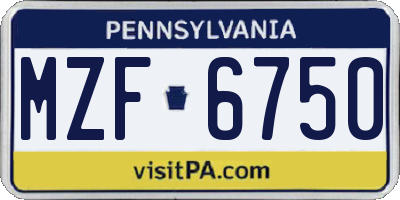 PA license plate MZF6750