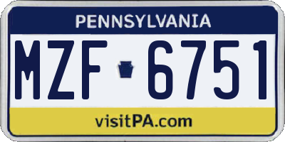 PA license plate MZF6751