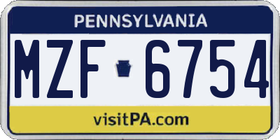 PA license plate MZF6754