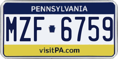 PA license plate MZF6759