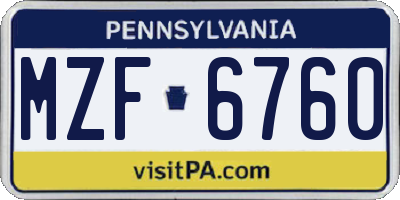 PA license plate MZF6760