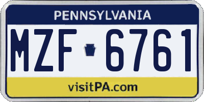 PA license plate MZF6761