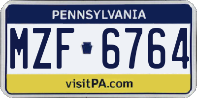 PA license plate MZF6764