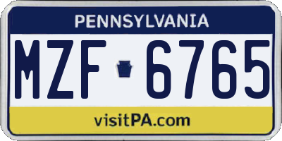 PA license plate MZF6765