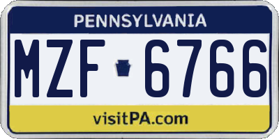 PA license plate MZF6766