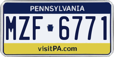 PA license plate MZF6771