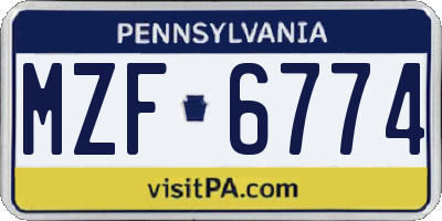 PA license plate MZF6774
