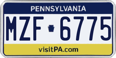 PA license plate MZF6775