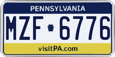 PA license plate MZF6776