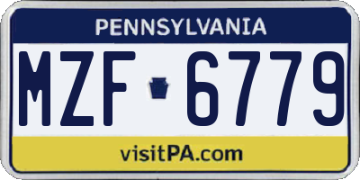 PA license plate MZF6779