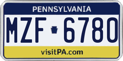 PA license plate MZF6780