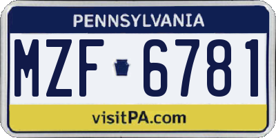 PA license plate MZF6781