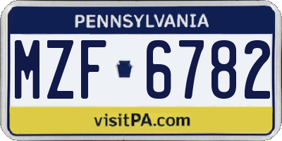 PA license plate MZF6782