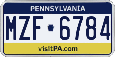 PA license plate MZF6784