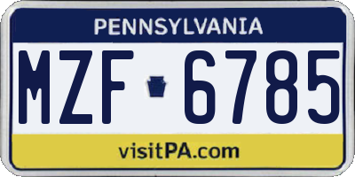 PA license plate MZF6785