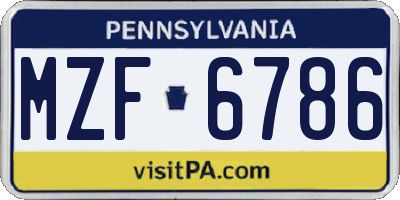 PA license plate MZF6786