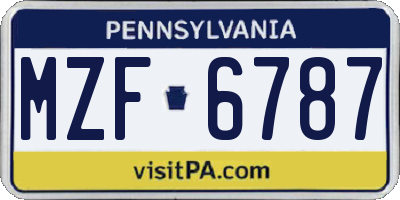 PA license plate MZF6787