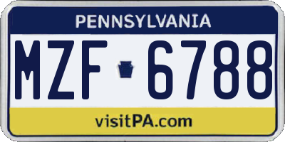 PA license plate MZF6788