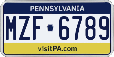 PA license plate MZF6789
