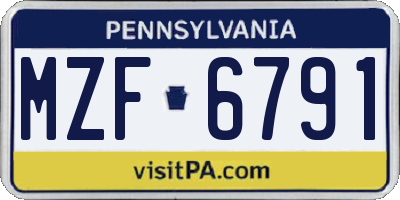 PA license plate MZF6791