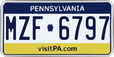PA license plate MZF6797