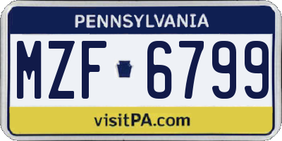 PA license plate MZF6799