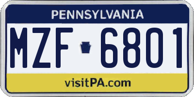 PA license plate MZF6801